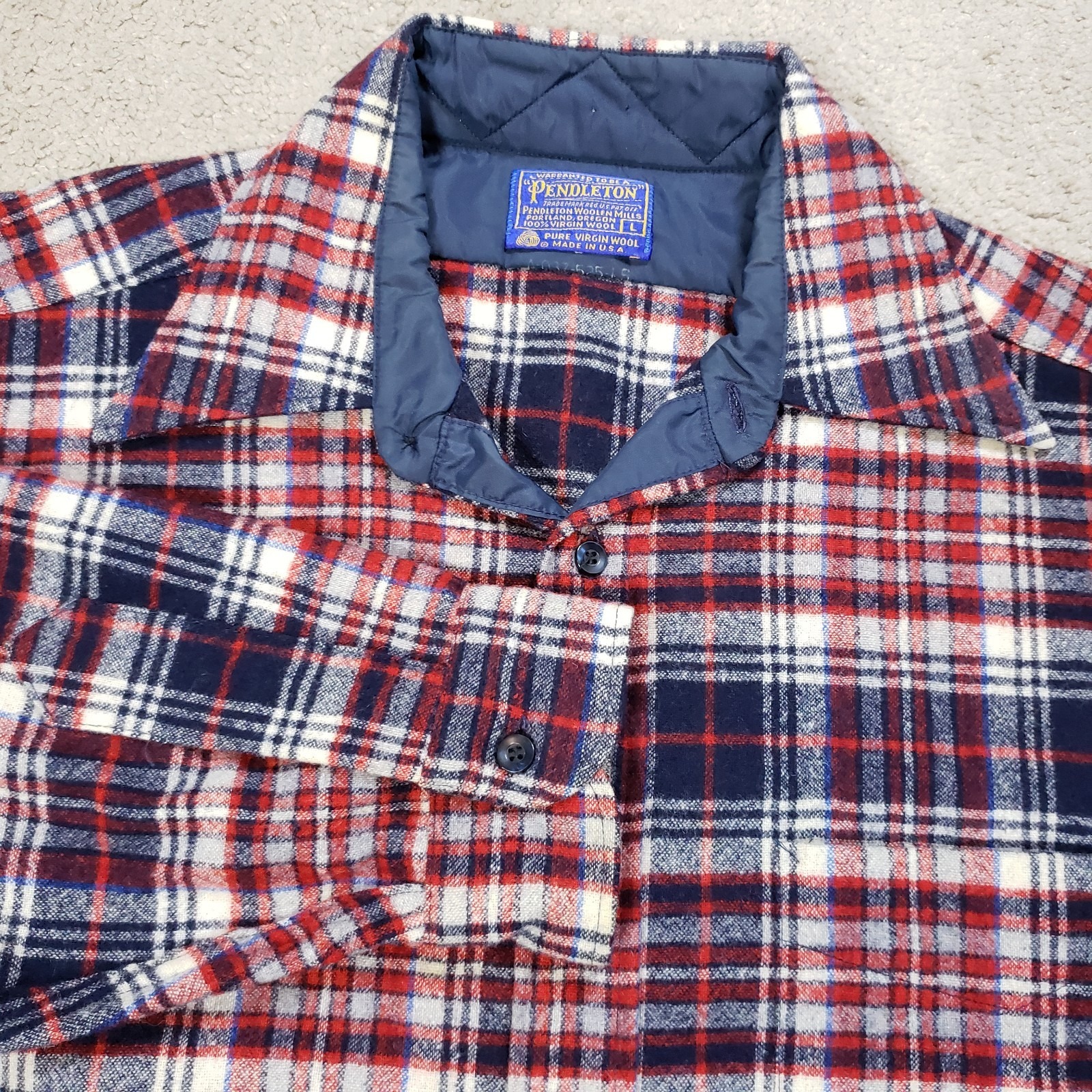Vintage 70s Pendleton Mens Large Virgin Wool Collared Button Shirt Plaid Usa